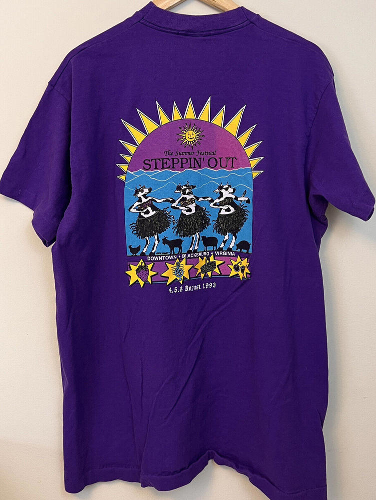 VTG 90s Steppin Out Blacksburg VA Festival T-Shirt 1993 Single Stitch Purple XL